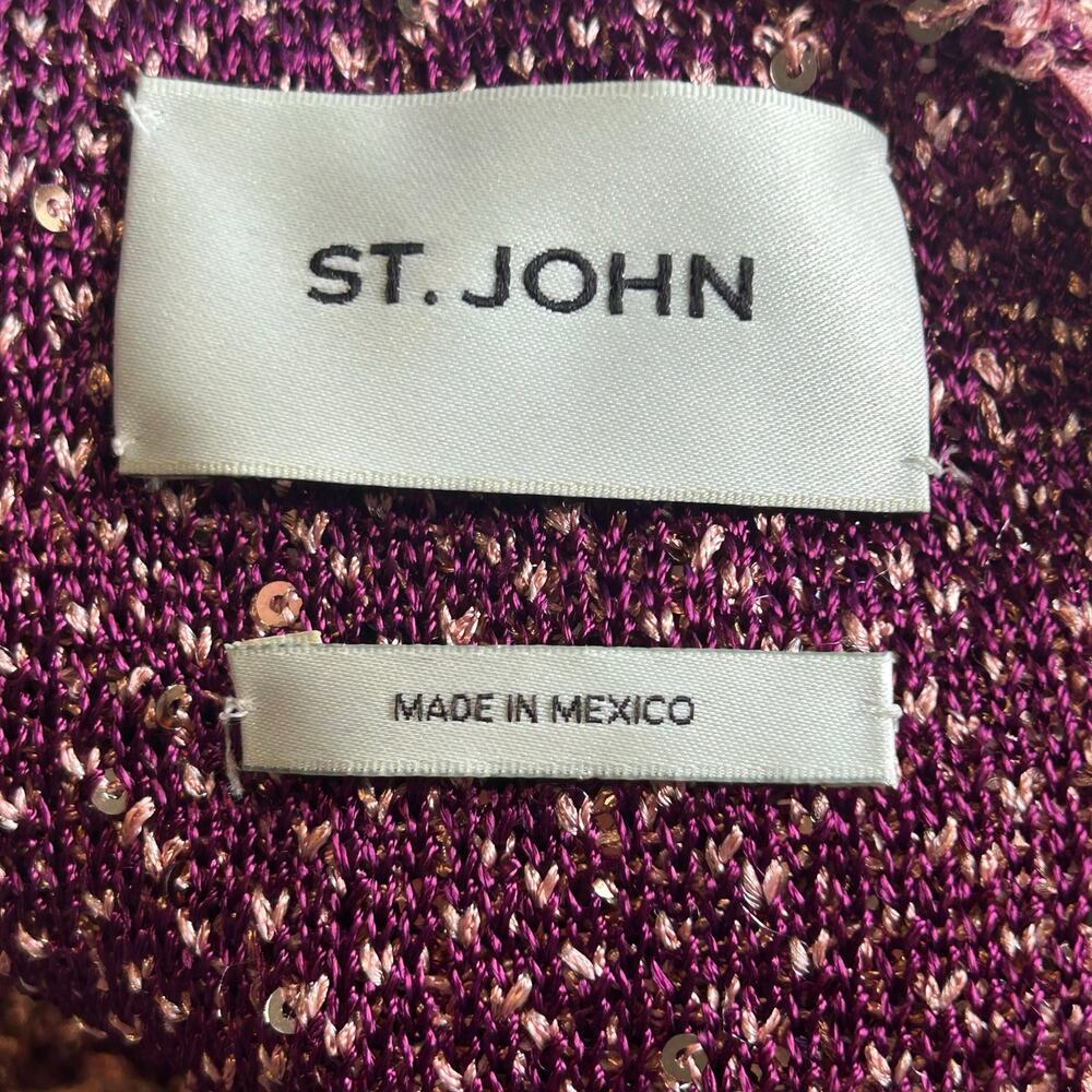 St. John pink sequins long sleeve mock neck stretch bodycon knit gown sz 14 - Picture 11 of 16